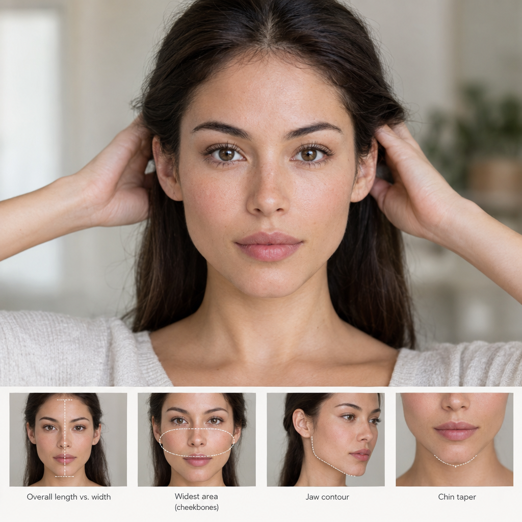 Person holding their hair back to reveal their full facial outline.